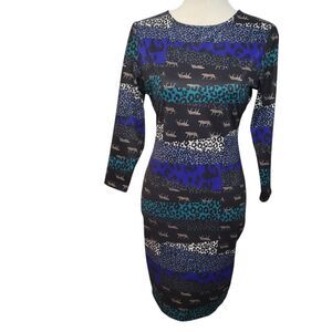 Victoria Sport black animal print cut out open back 3/4 sleeve dress size medium